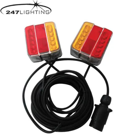 247 LED Magnetic Trailer Lights with 12m Cable - Stop, Tail, Indicator, Reflector, Number Plate - CA 9554