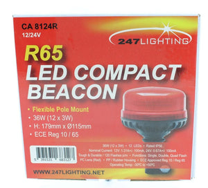 247 LED Red Pole Mount Trekker Beacon | 54W, 360° Light Distribution, IP56 Rated - CA 8124R