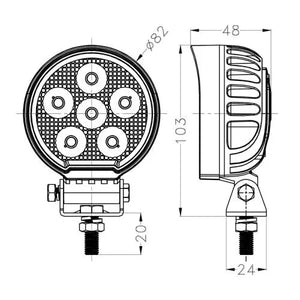 24W LED Flood Beam Round Work Light | 2400 Lumens | LG872