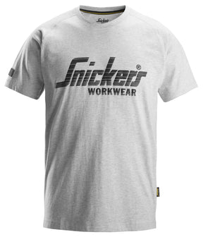 Snickers Logo T-Shirt Grey Melange 2590 | Soft & Comfortable Everyday Workwear Tee