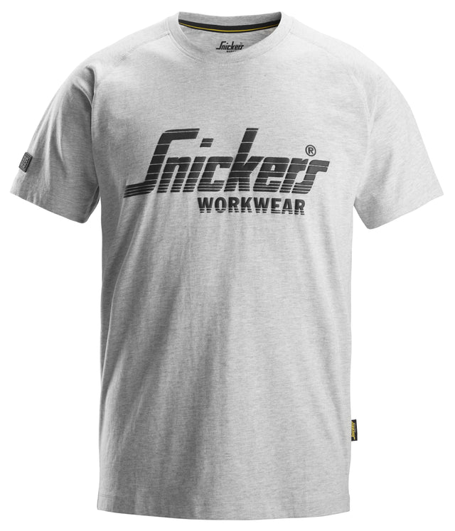 Snickers Logo T-Shirt Grey Melange 2590 | Soft & Comfortable Everyday Workwear Tee