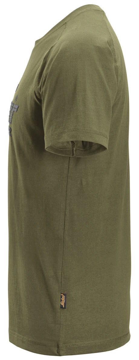 Snickers Logo T-Shirt Khaki Green 2590 | Soft & Comfortable Everyday Workwear Tee