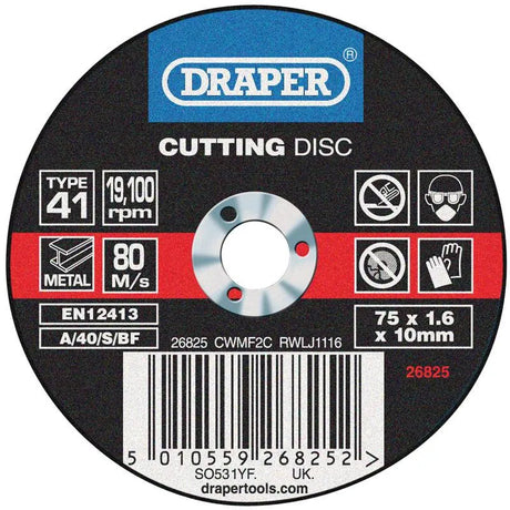 Draper Flat Metal Cutting Discs (75 X 1.6 X 10 Mm)