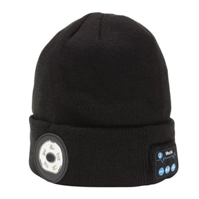 Draper Smart Wireless Rechargeable Beanie with LED Head Torch and USB Charging Cable, Black, One Size (28346)