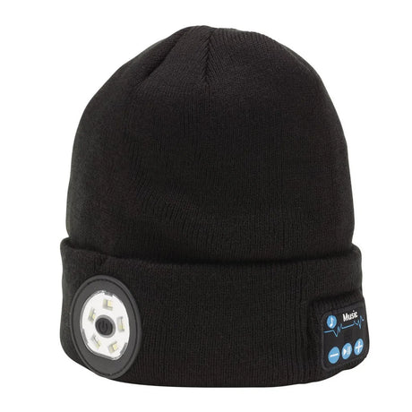 Draper Smart Wireless Rechargeable Beanie with LED Head Torch and USB Charging Cable, Black, One Size (28346)