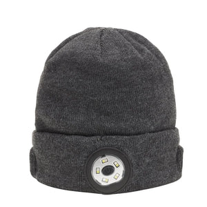 Draper Smart Wireless Rechargeable Beanie with LED Head Torch and USB Charging Cable, Grey, One Size (28351)