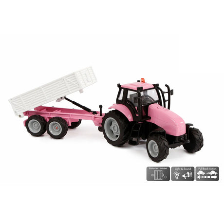 Kids Globe Pink Tractor with Trailer