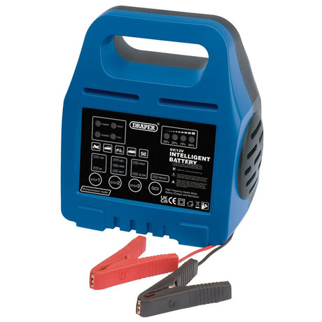Draper 6/12V Intelligent Battery Charger (33861) | Automatic High-Frequency Charger for Wet, AGM, Gel Batteries