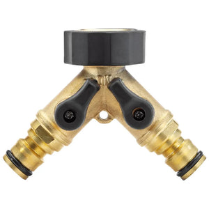 Draper Brass Double Tap Connector with Flow Control, 3/4"