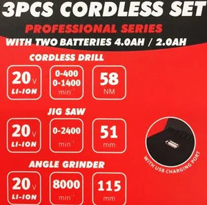 ProTool 3 Piece Cordless Set with Two Batteries 4AH / 2AH