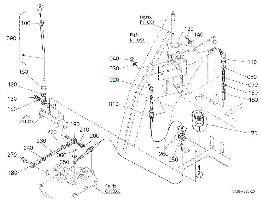 3F750-81960 Kubota End Rod RH - Gear Shift & Accelerator Linkage