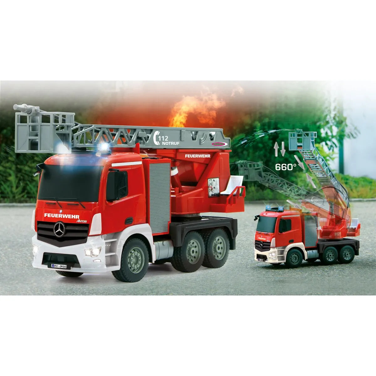 Jamara Mercedes-Benz Antos Fire Truck with Turnable Ladder 1:20 2.4GHz 