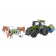 Britains Metallic Olive Green Valtra Playset with Cow Feeder & Bale Lifter - 1:32 Scale Farm Model 43323