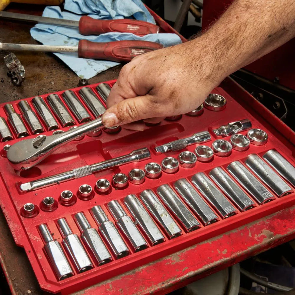 Milwaukee 3/8" Ratchet and Socket Set - 56-Piece