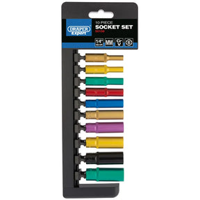 Draper Metric Coloured Deep Socket Set 1/4" Sq. Dr. (10 Piece)
