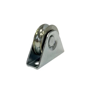 50mm Round Groove Wheel in Fixed Bracket G20659 - Zinc-Plated Steel, 60kg Load
