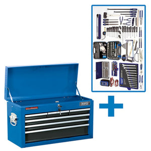Draper Workshop Tool Kit with 6-Drawer Tool Chest and Comprehensive 33pc Hand Tools Set (53205)