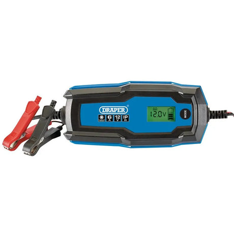 Draper 6/12V 6A Smart Charger and Battery Maintainer | Automatic 10-Step Charger for Lead-Acid and Lithium Batteries