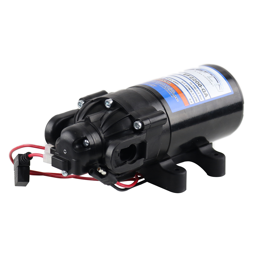Everflo EF2200 12V Pump, 8.25 LPM (2.2 GPM), 4.8 bar (70 PSI), with Fittings