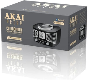 AKAI Retro Bluetooth CD Boombox with FM Radio - Black