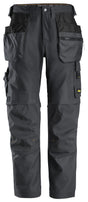 Snickers 6224 AllroundWork Canvas+ Stretch Work Trousers Grey with Holster Pockets | Durable Construction Workwear
