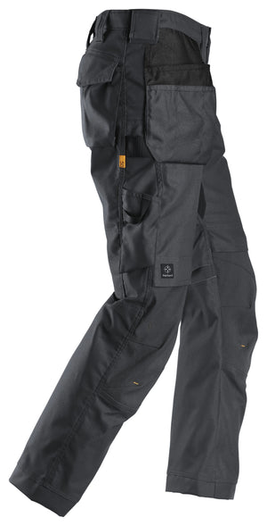Snickers 6224 AllroundWork Canvas+ Stretch Work Trousers Grey with Holster Pockets | Durable Construction Workwear