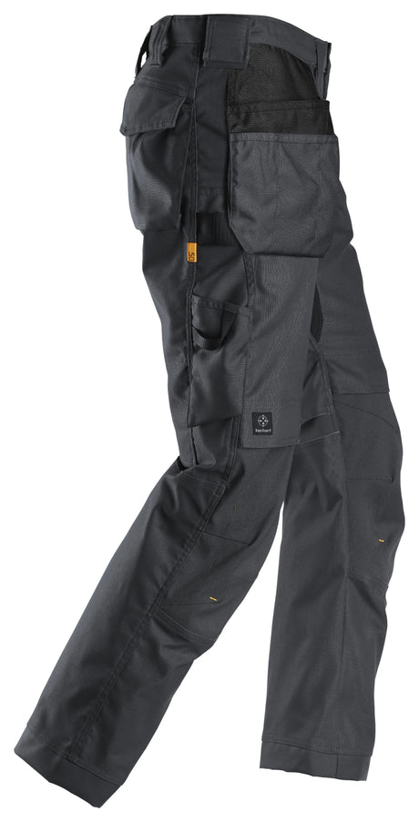 Snickers 6224 AllroundWork Canvas+ Stretch Work Trousers Grey with Holster Pockets | Durable Construction Workwear