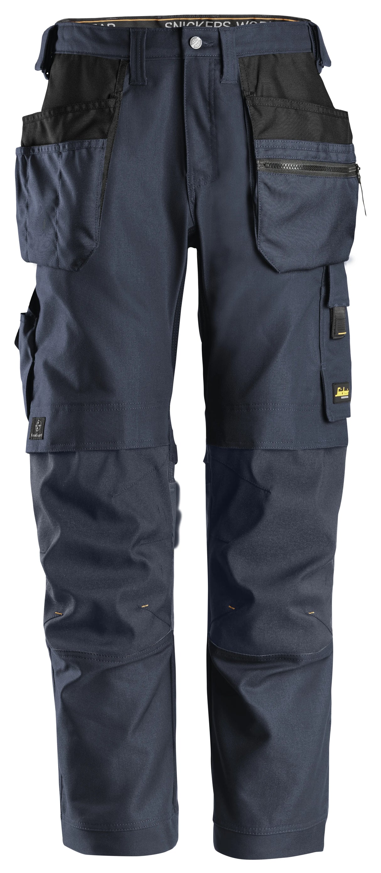 Snickers 6224 AllroundWork Canvas+ Stretch Work Trousers with Holster Pockets - Navy, Heavy-Duty Construction Workwear