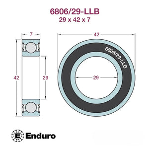 6806/29-LLB Enduro Bearing - ABEC-3 Radial Bearing for Bottom Brackets (29 x 42 x 7mm)