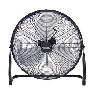 Draper 230V High-Velocity Floor Fan, 20"/500mm, 120W - 3-Speed Control and Tilt Function (70438)