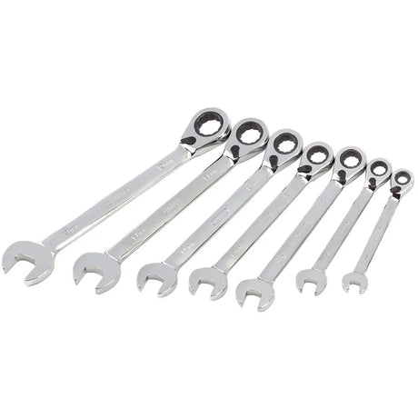 Draper Hi-Torq Metric Reversible Ratcheting Combination Spanner Set (7 Piece)