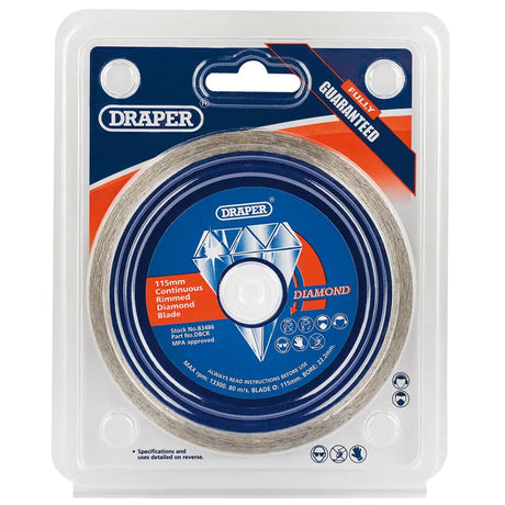 Draper 115 x 22.2mm Continuous Rim Diamond Blade