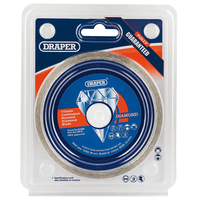 Draper 115 x 22.2mm Continuous Rim Diamond Blade