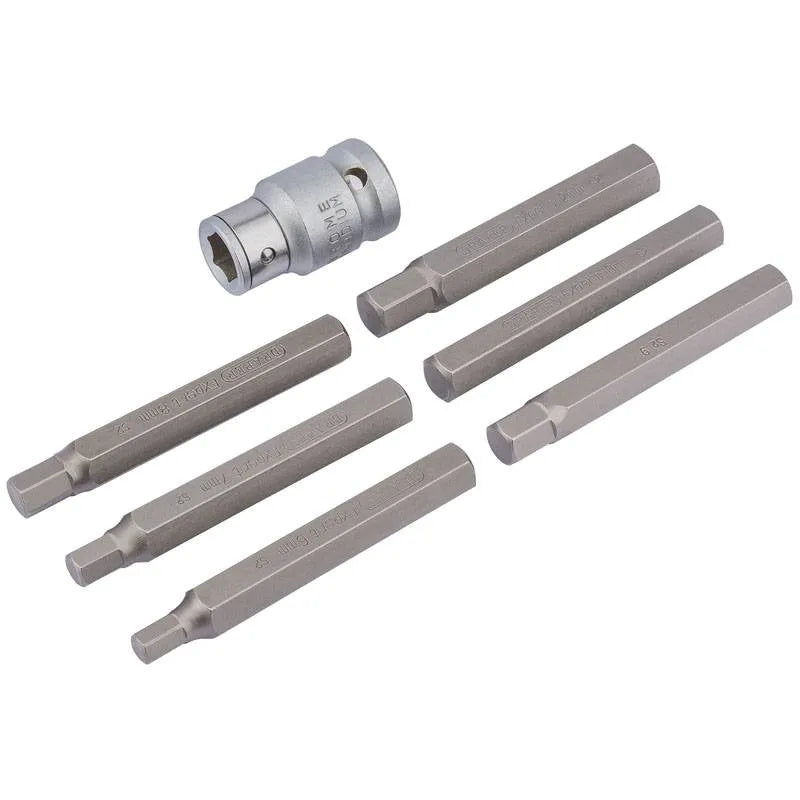 Draper 6 Mm - 12 Mm Hexagon Bit Set and Holder 1/2" Sq. Dr. (7 Piece)