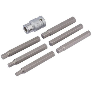 Draper 6 Mm - 12 Mm Hexagon Bit Set and Holder 1/2" Sq. Dr. (7 Piece)