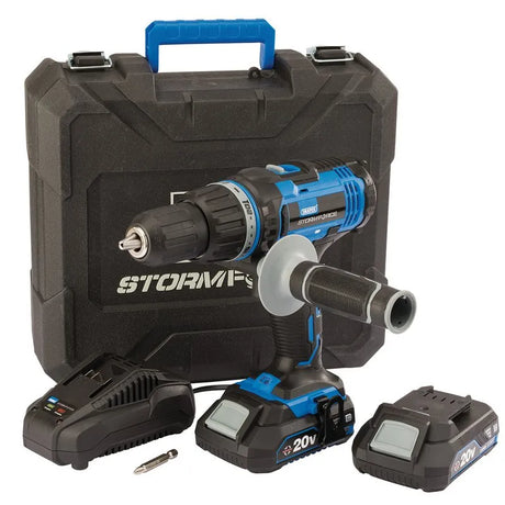Draper Storm Force 20v Combi Drill with 2 X 2.0 Ah Batteries and Charger