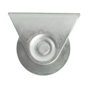 80mm Round Groove Wheel in Fixed Bracket G2455E - Zinc-Plated Steel, 150kg Load