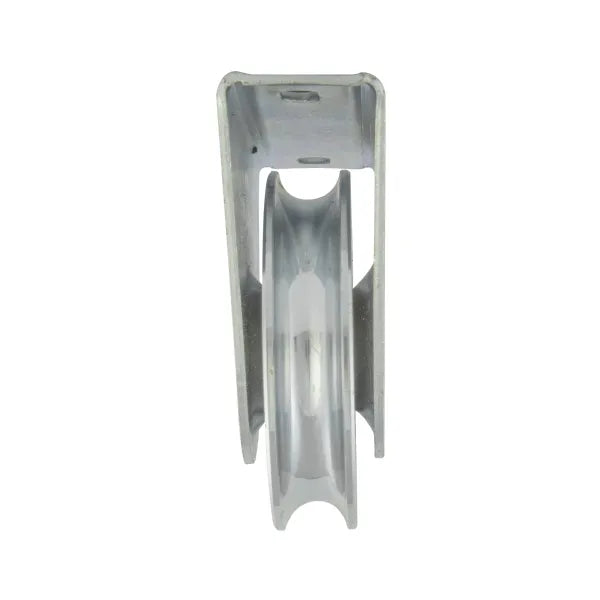 80mm Round Groove Wheel in Fixed Bracket G2455E - Zinc-Plated Steel, 150kg Load