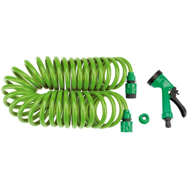 Draper Recoil Hose with Spray Gun and Tap Connector 10m