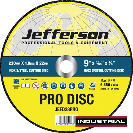 Jefferson 9" x 1.8mm Stainless Steel INOX Cutting Disc 22mm Bore