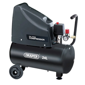 Draper 230V Oil-Free Compressor and Air Tool Kit, 24L Tank - Multi-Application for Spraying, Inflating, and Cleaning (90126)