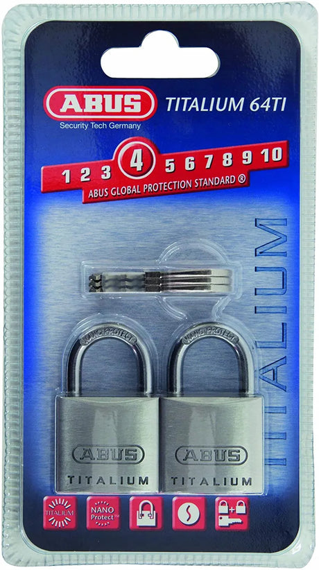 Padlock Titalium 64TI Twin Pack 20-60mm - 30mm