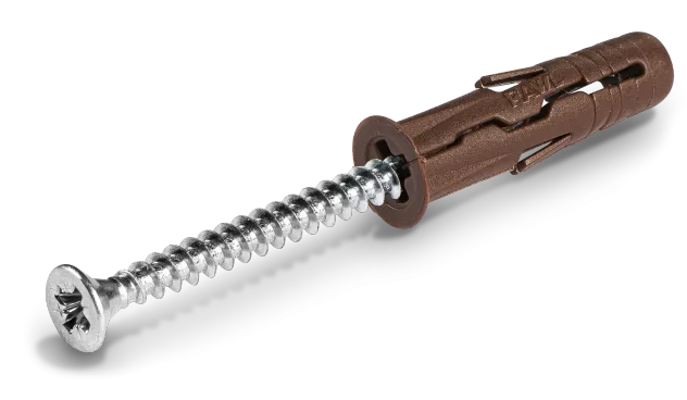 Rawlplug R-C1-UNOBRN+ Brown UNO Plugs & Screws in Jar (450 Plugs + 450 Screws) RAWRC1UNOBRN