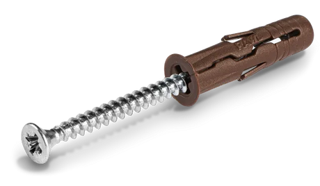 Rawlplug R-C1-UNOBRN+ Brown UNO Plugs & Screws in Jar (450 Plugs + 450 Screws) RAWRC1UNOBRN