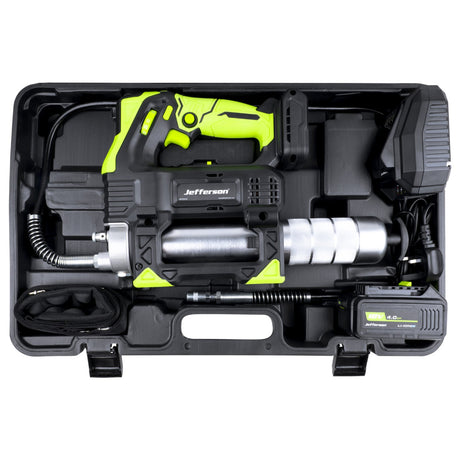 Jefferson 18V cordless grease gun with LED work light