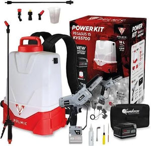Pulmic Power Kit: Pulmic 15L Electric Sprayer + Kamikaze KVS5700 Pruning Chainsaw + Battery and Triple Charger