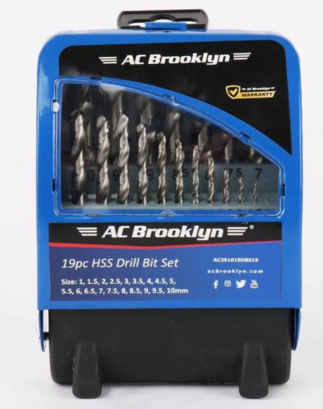 AC Brooklyn 19pc Drill Bit Set AC201010DBS19 - HSS Bits 1mm-10mm