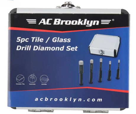 AC Brooklyn 5PC Diamond Tile and Glass Bit Set - Precision Drilling for Ceramic, Glass & Tile Surfaces