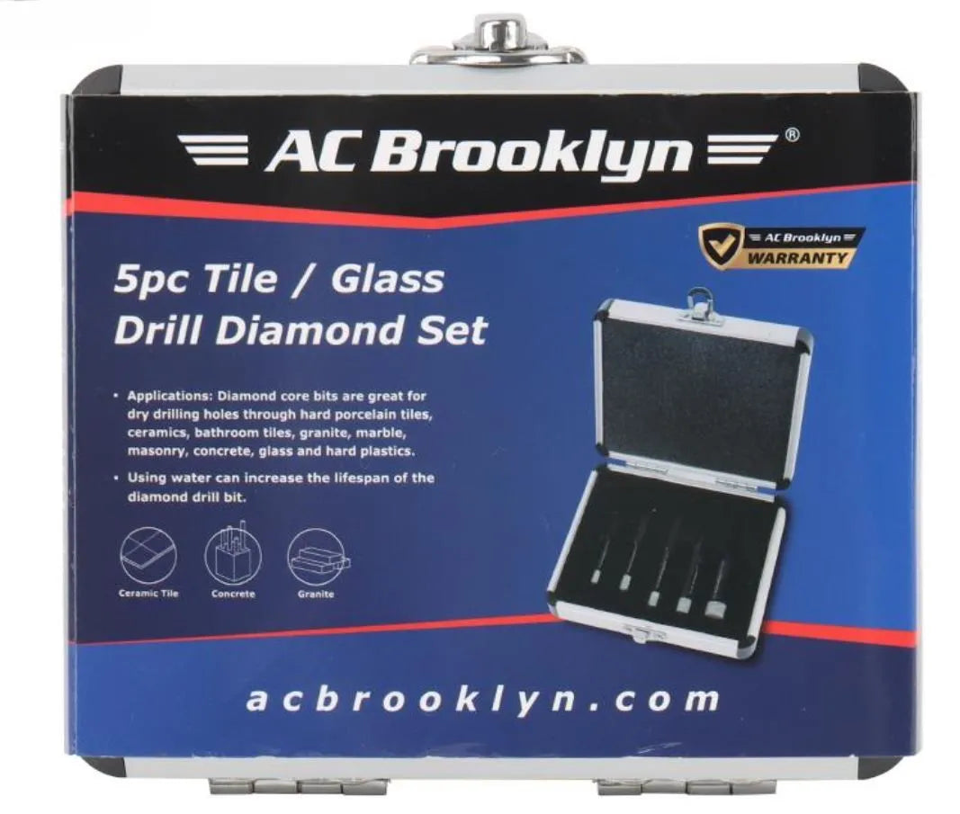 AC Brooklyn 5PC Diamond Tile and Glass Bit Set - Precision Drilling for Ceramic, Glass & Tile Surfaces