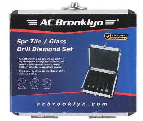 AC Brooklyn 5PC Diamond Tile and Glass Bit Set - Precision Drilling for Ceramic, Glass & Tile Surfaces